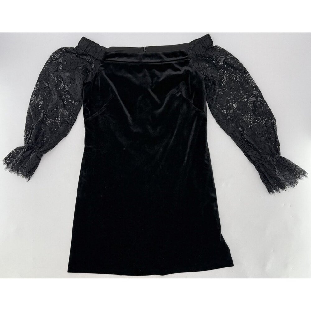 White House Black Market WHBM Off‎ Shoulder Velvet Lace Shift Dress Size 8 Event